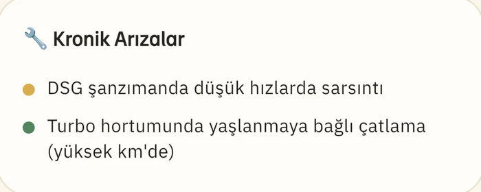 Kronik arızalar kartı